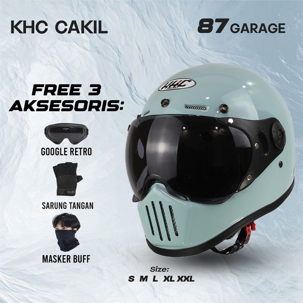 HELM CAKIL KHC KACA PILOT FULL FACE ORIGINAL SNI FREE GOGLE/SARUNG TANGAN/BUFF MASKER