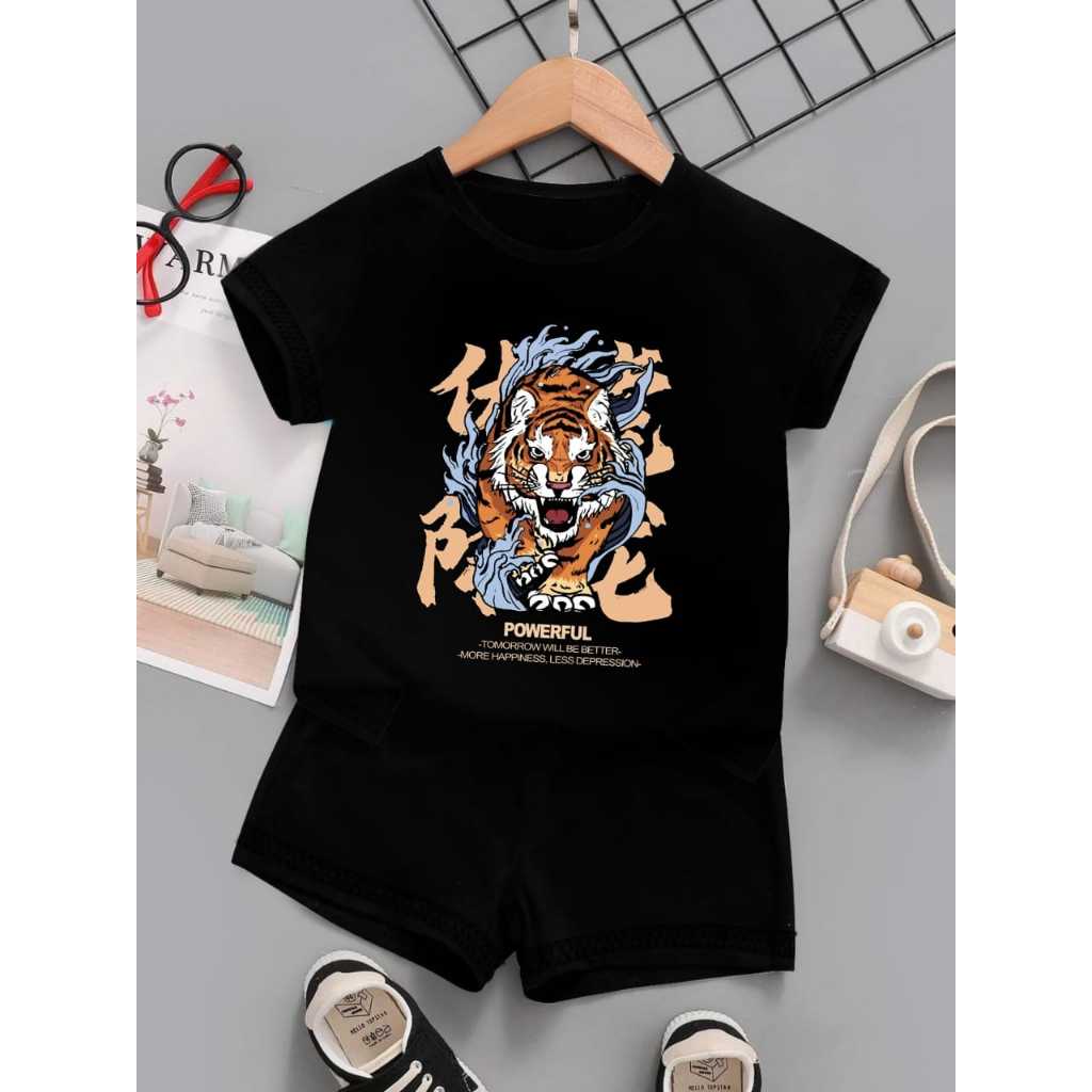 BAJU ANAK SETELAN MOTIF MACAN POWERFULL TERMURAH