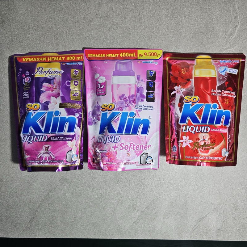 SOKLIN LIQUID DETERGENT 400 ML So Klin Pouch WINGS Sabun Pakaian Deterjen Cair