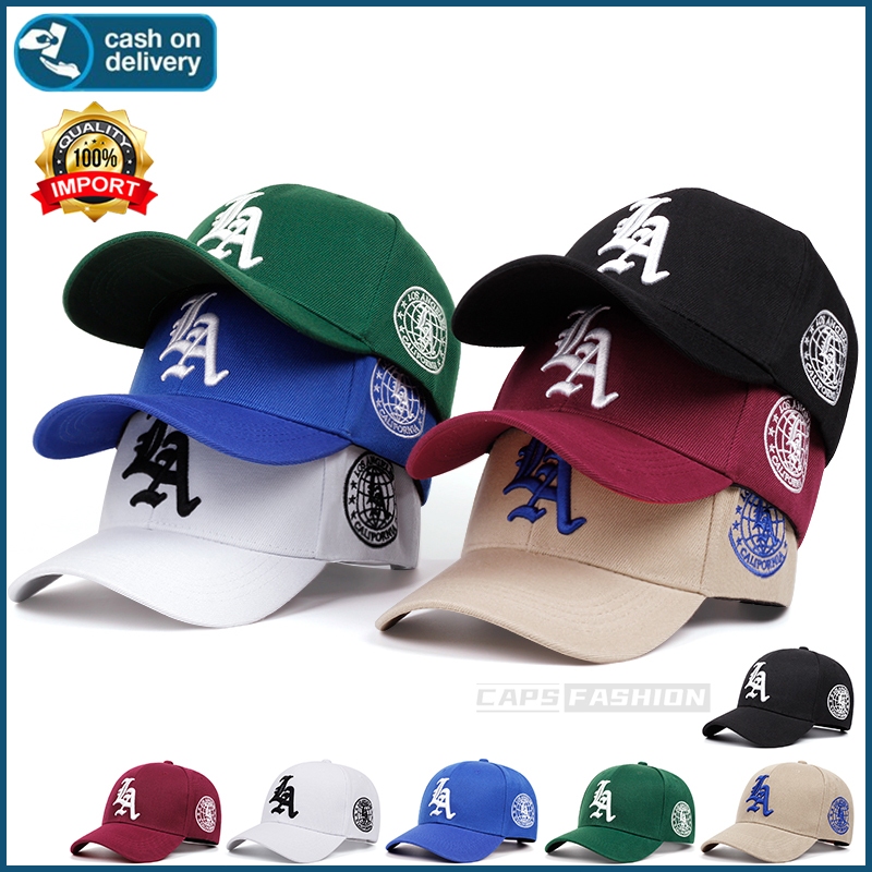 Topi baseball bordir huruf LA berkualitas tinggi topi pria distro Fashion Snapback caps hat outdoor