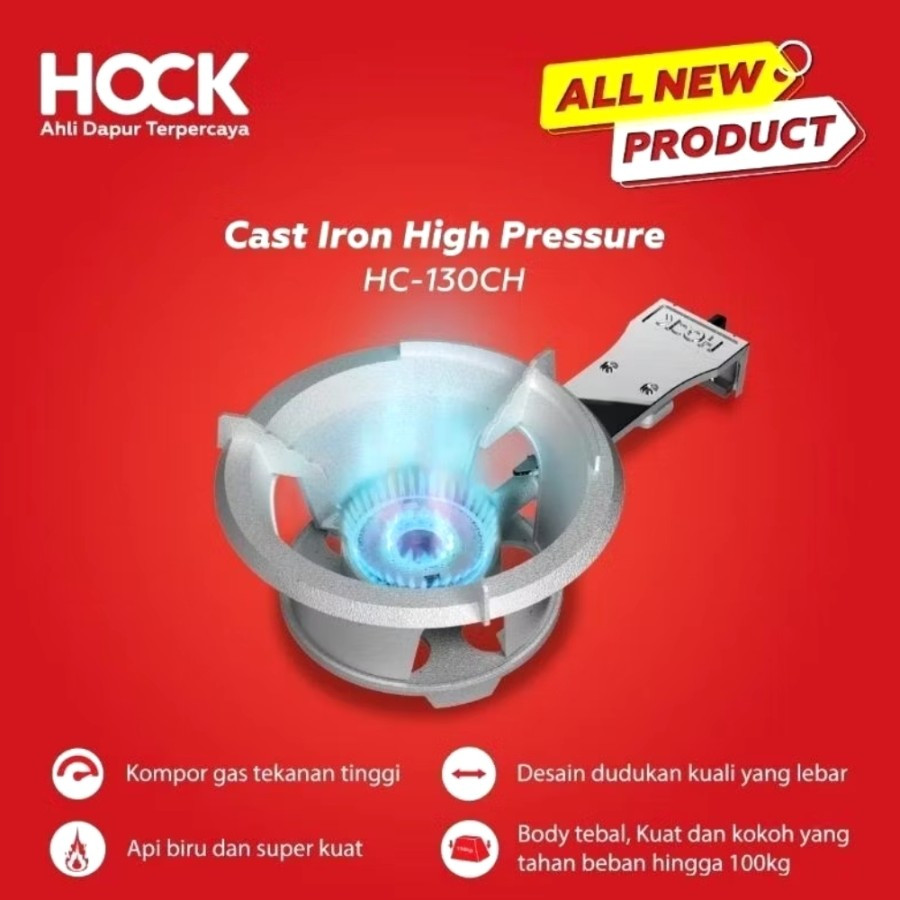 Kompor Gas Hock HC-130CH Pemantik Mekanik Tekanan Tinggi Cast Iron