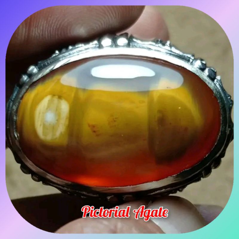 Pictorial Agate Gemstone Batu Akik Gambar Kejantanan Pria Cincin batu akik Natural Super langka