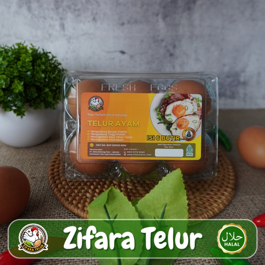 

Zifara Telur - Telur Ayam Negeri Premium Kemasan Higienis isi 6 Butir