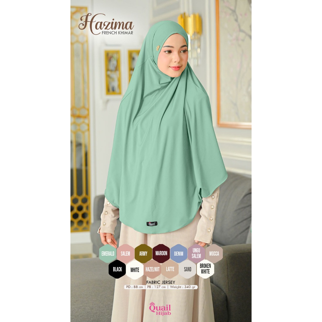 HAZIMA FRENCH KHIMAR QUAIL HIJAB bahan Jersey Size Jumbo Syar'i Cadar