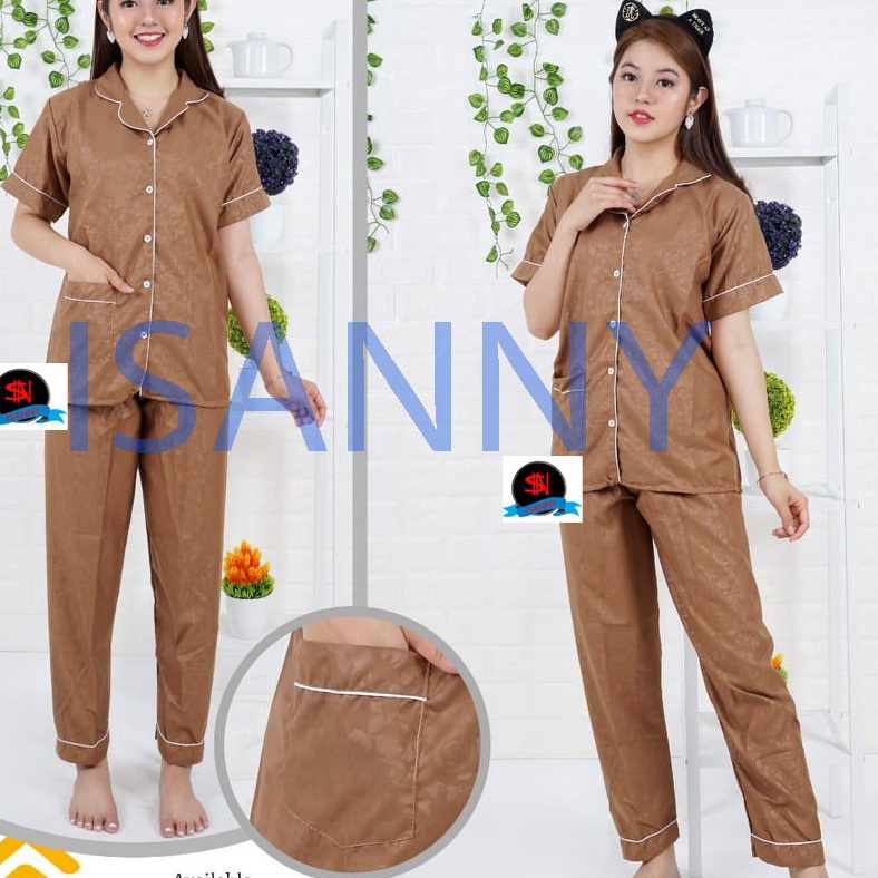 HJ6 ISANNY PIYAMA SET SATEN EMBOS SIZELBAJU TIDURPIYAMA DEWASAREAL PICT