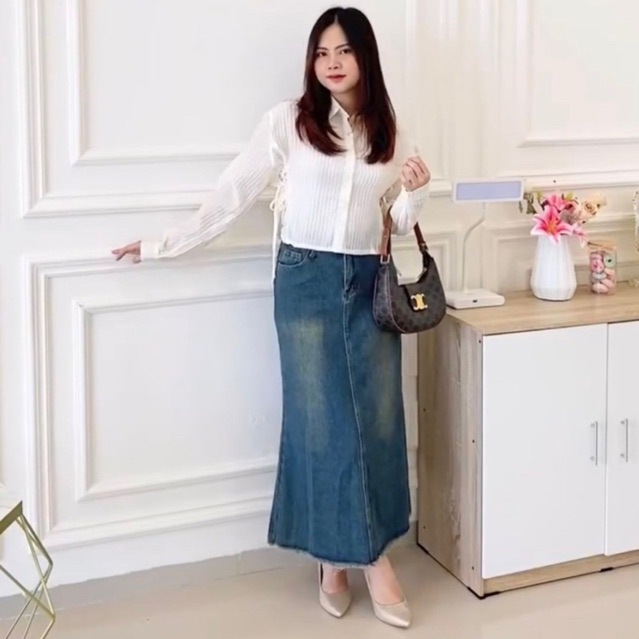 MAIRA BLOUSE || ATASAN CROP TALI SAMPING TERBARU || ATASAN CROP FULL KANCING POLOS || OOTD FASHION W