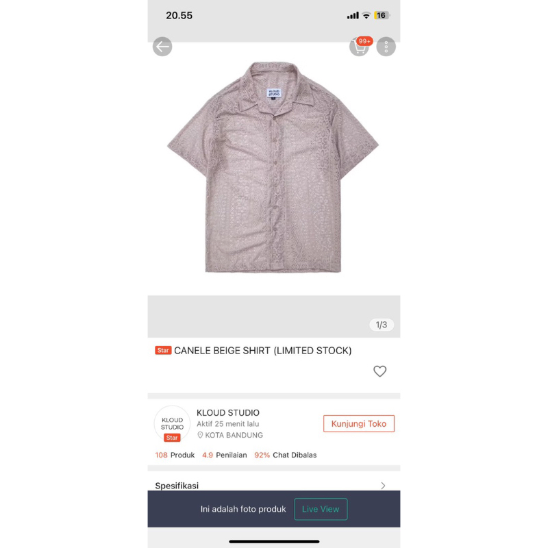 Bundle Tank and Shirt Kloud Studio sesuai foto