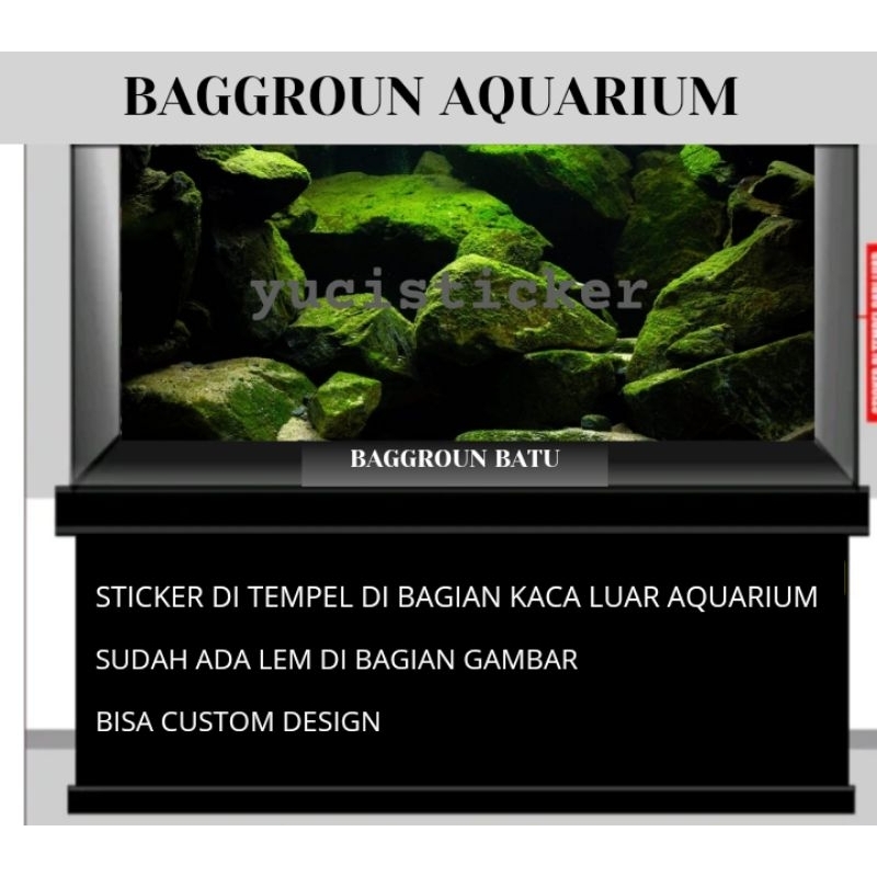 Background aquarium/Sticker background aquarium motif batu (UKURAN 100×60)