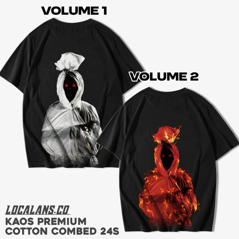 Baju Kaos Cowok Pocong Viral - Kaos Pocong Viral - Kaos Pria Wanita T-shirt Premium ~ Free Sticker