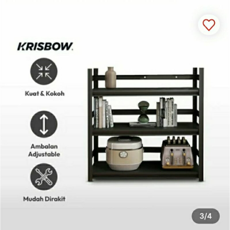 Krisbow Rak Besi 3 Tingkat Dengan Roda - Hitam