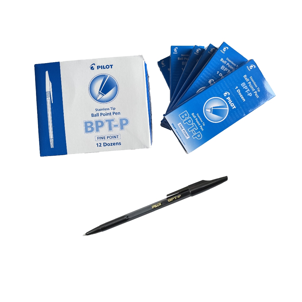 

Bolpen Pilot Hitam Ball Point Pen Stainless Tip BPT-P Fine Point 1 Doz / 12 Pcs Stationery
