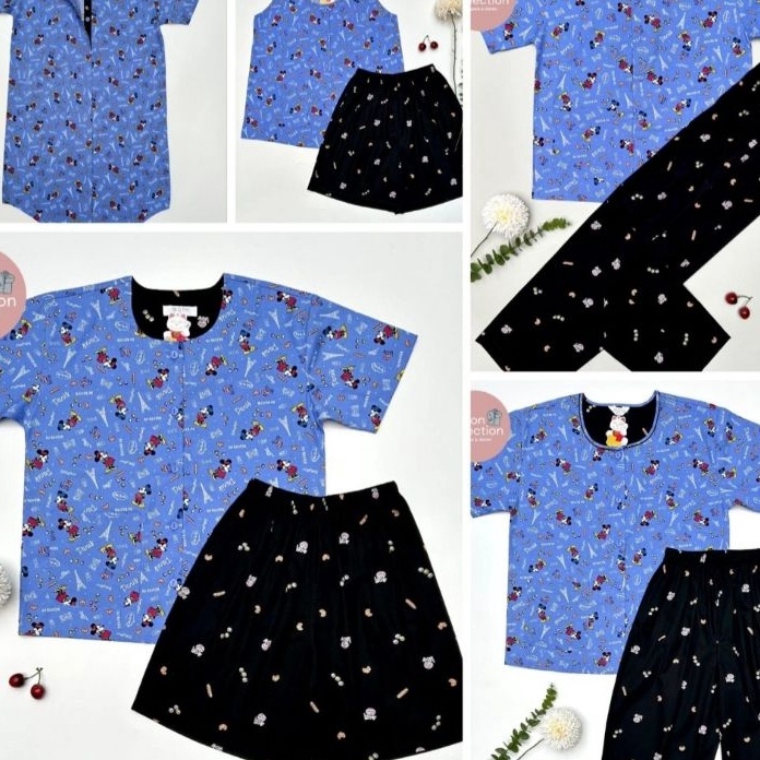 KP8 PIYAMA NIQTA corak MICKEY IN PARIS  yg ATASAN  BAWAHAN SEMOTIF