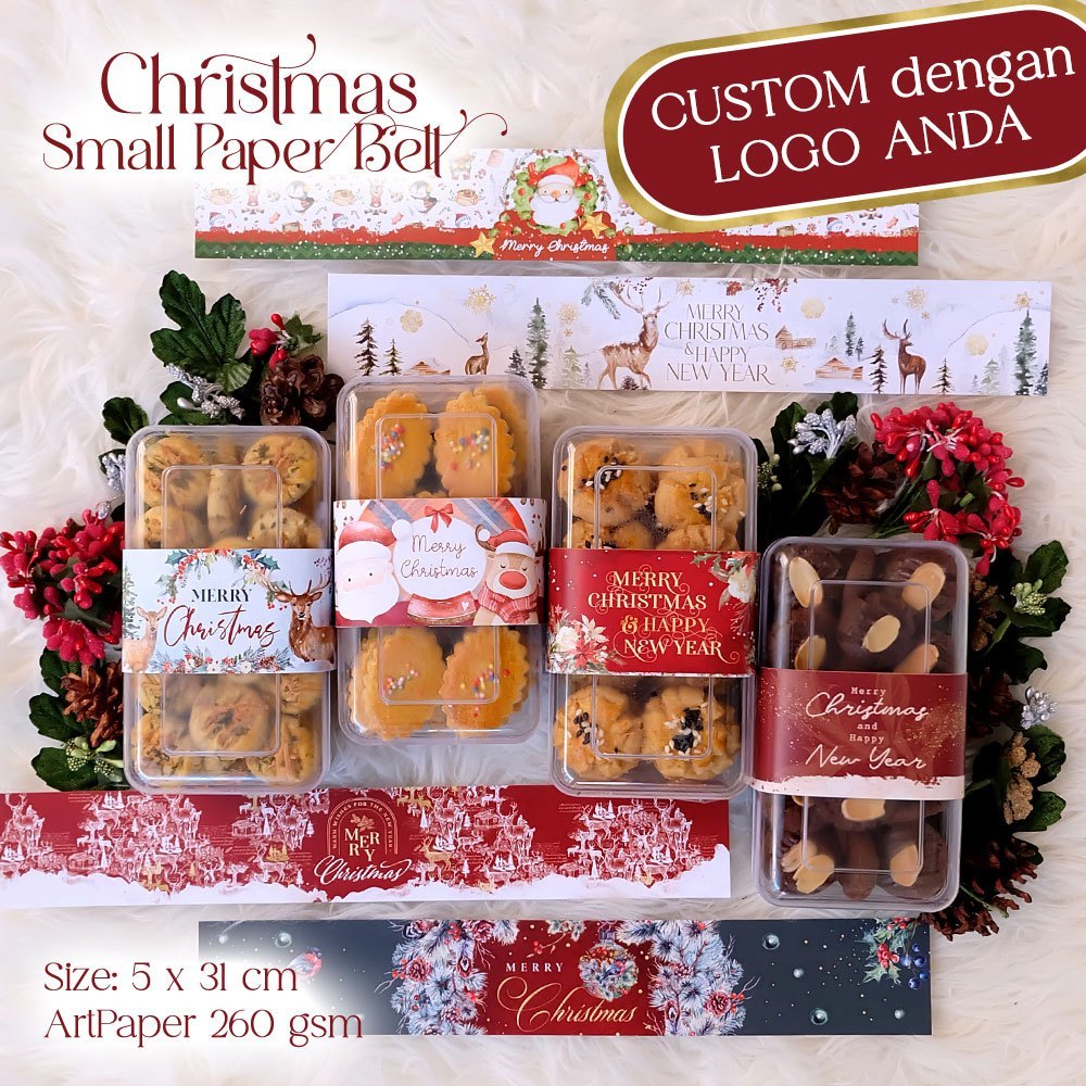 

25pcs Christmas Belt / Sabuk Toples Natal / Label Toples Kue Xmas Paperbelt