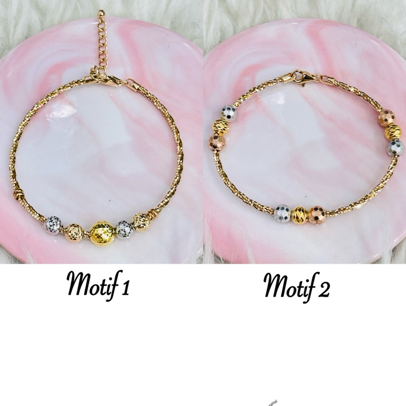 gelang lilit bola bola warna colourful mewah elegant emas asli kadar 700