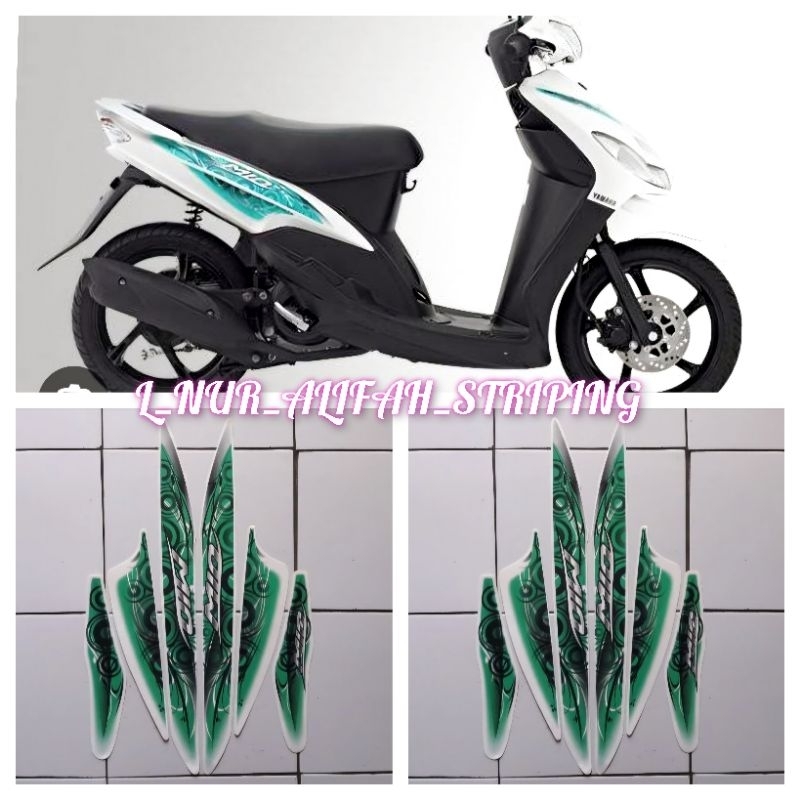 STIKER STRIPING LIS LES BODY MOTOR YAMAHA MIO SPORTY SMILE 2011 WARNA PUTIH