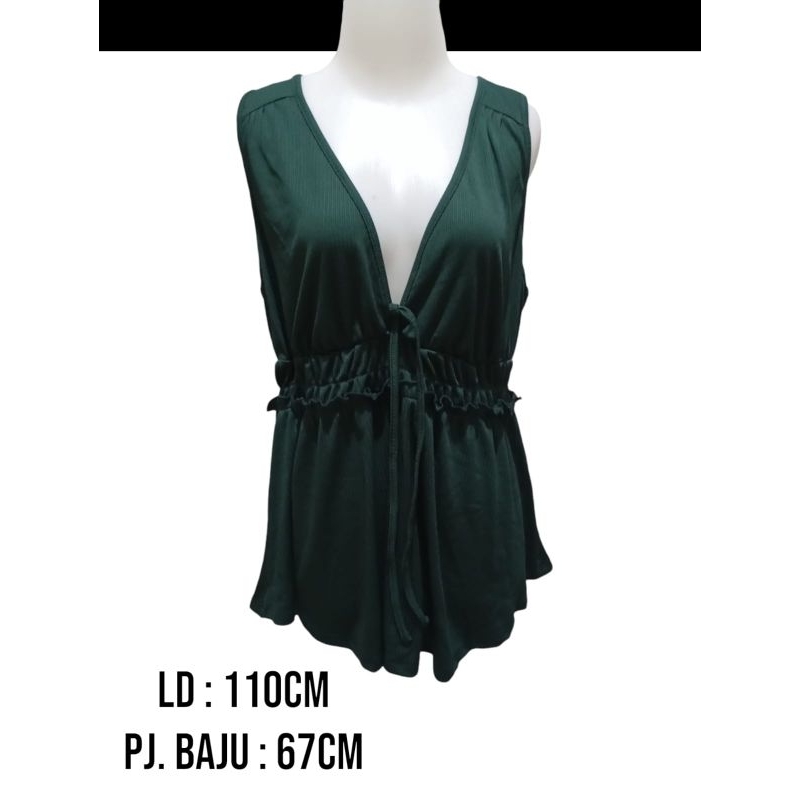 V-Neck Shimmer//Blouse V tanpa lengan