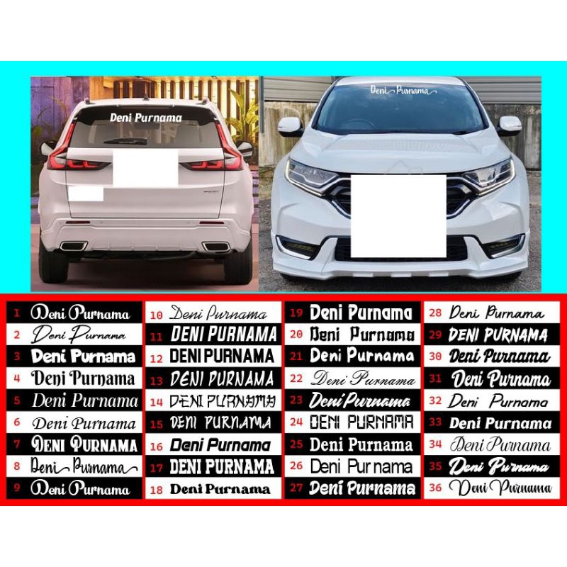 Sticker Cutting Kaca Mobil, Custome Nama Sendiri