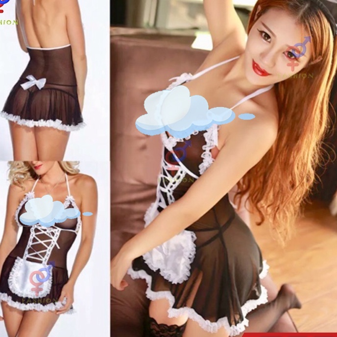KP8 Set Cosplay Lingerie Seksi Pakaian Dalam Setelan Pembantu Perancis  Model G String Cosplay Model