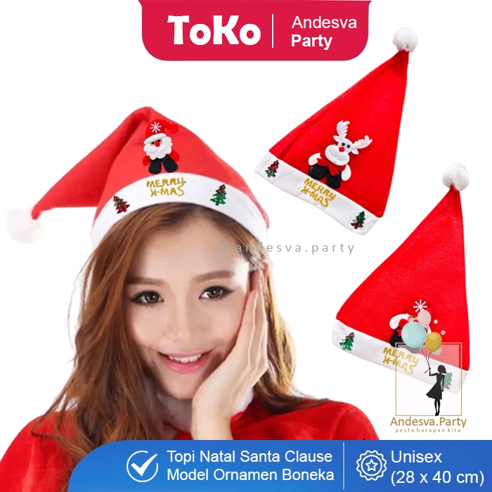 Topi Natal Merry Christmas Boneka / topi Ornamen Boneka / topi Kain Bludru Ornamen Boneka Natal