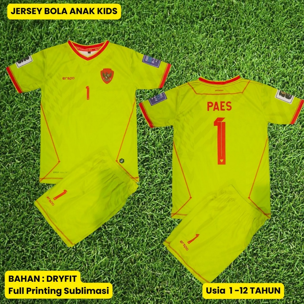 Jersey Kper Timnas Indonesia Marten Paes Usia 1 - 12 Tahun Jersey Full Printing Anak Jersey Timnas A