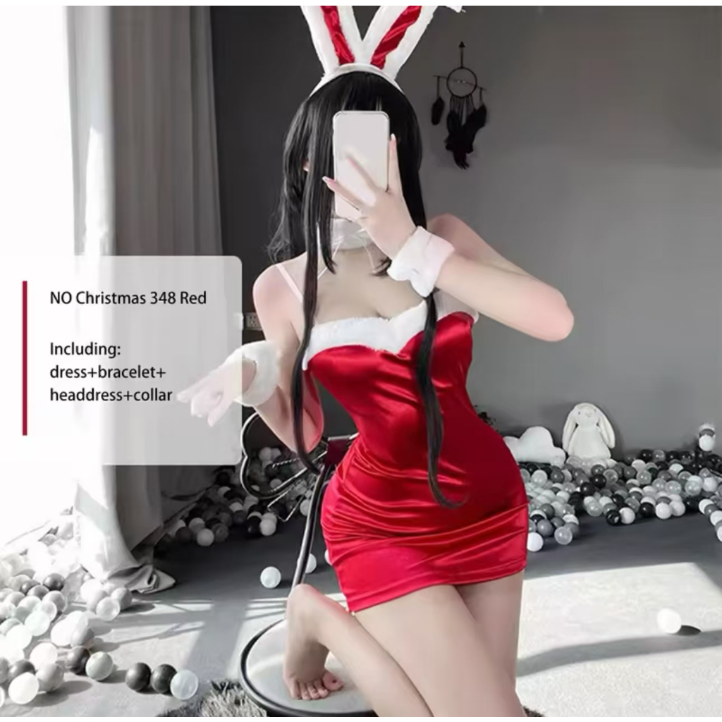 Velvet Cute Bunny Cosplay Uniform Japanese Lolita Red Anime Rabbit Role Play Lingerie Halloween Chri