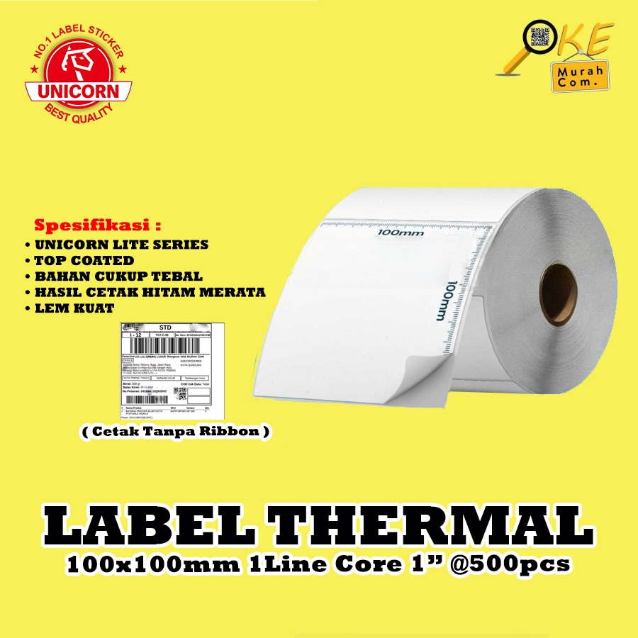 

Stiker Label Barcode Thermal 100x100 mm / 100 x 100 mm / 100x100mm 500pcs