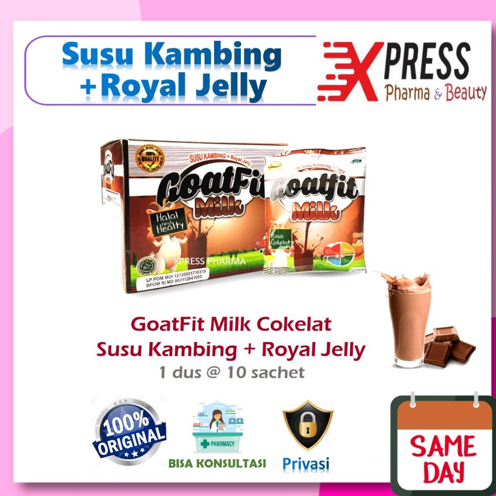 

⚡XPRESS⚡ DOS GOATFIT COKELAT isi 10 sachet Susu Kambing + Royal Jelly Goat Fit milk Etawa Zx