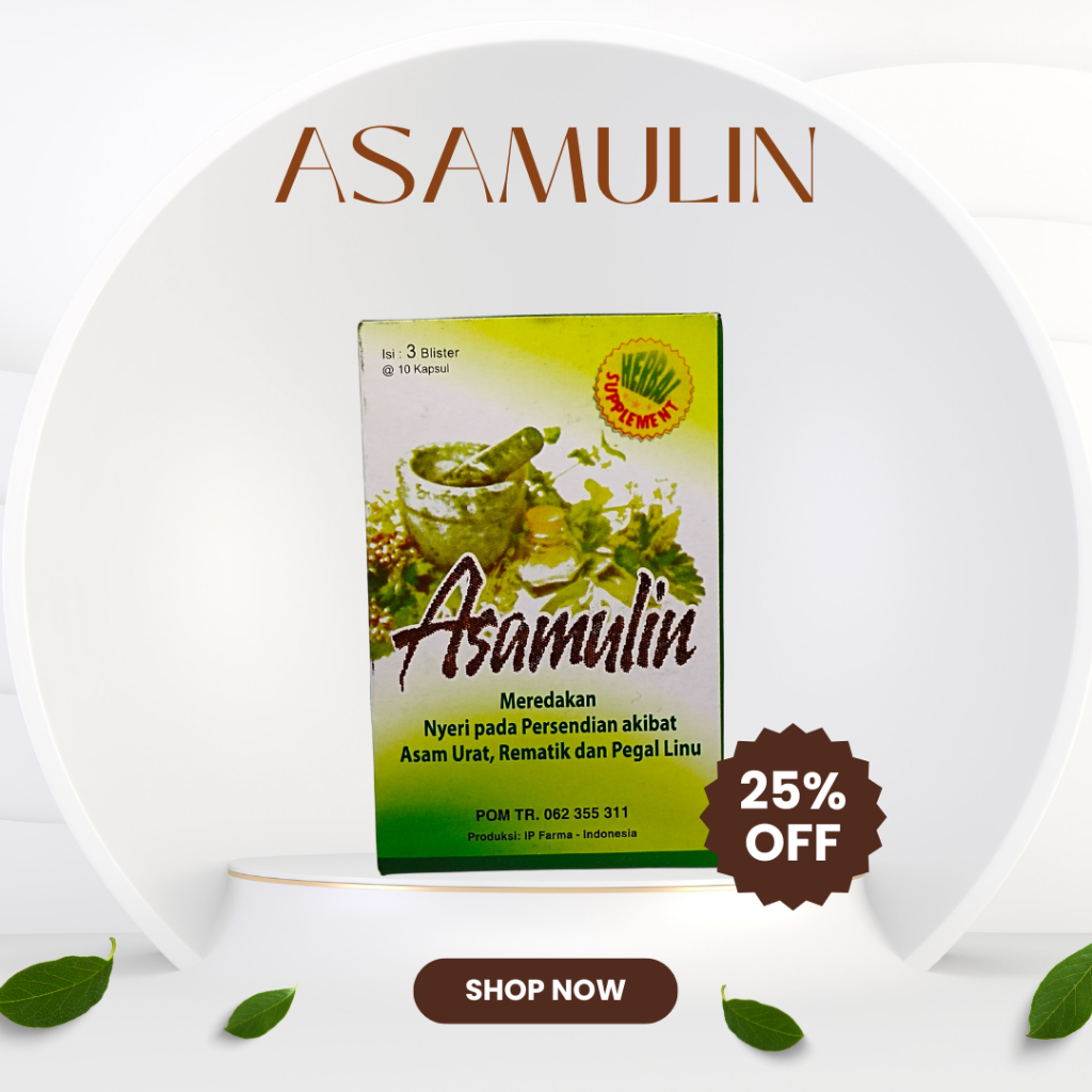 

Herbal Asamulin ISI 3 BLISTER (30 kapsul) - Meredakan nyeri persendian berkhasiat Mengatasi Asam Urat Rematik Sakit Pinggang