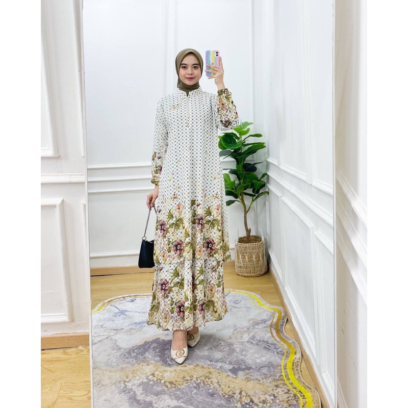 Gamis Malay Motif 2 Layer Ceruty Premium