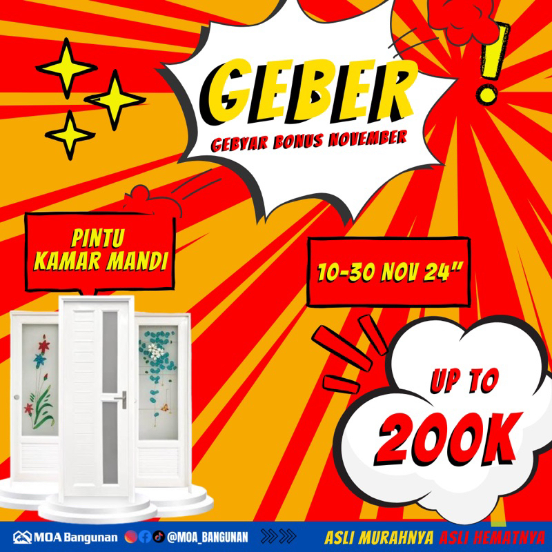 Pintu kamar mandi bahan UPVC merk Eden
