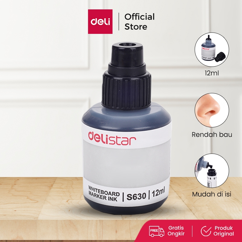 

Deli Tinta Isi Ulang Spidol Erase Marker Hitam Merah Biru S630