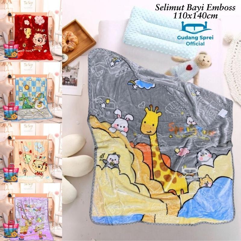 Selimut Bayi SRH Motif Embos Lucu | Selimut Polyester Halus Lembut 110 x 140cm Free Tas