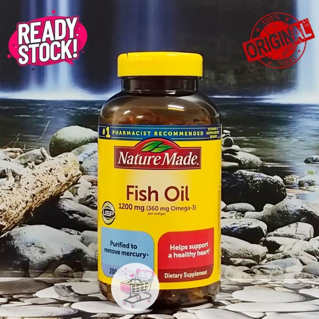(100% ORIGINAL) NATURE MADE - Fish Oil 1200mg Omega 3 (200/300 Softgels)