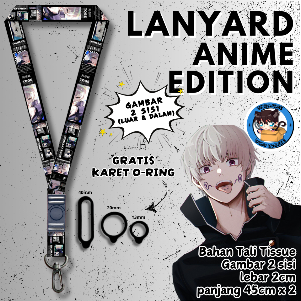 

Lanyard Panjang Anime 2 Sisi / Inumaki Jujutsu Kaisen / gantungan kunci layard keychain