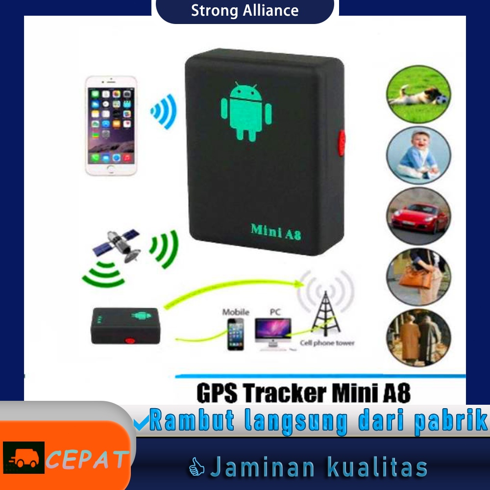 GPS Tracker Mini A8 GPRS/GSM/GPS Real Time Alat Pelacak Mobil Motor Sadap Suara dan Lokasi