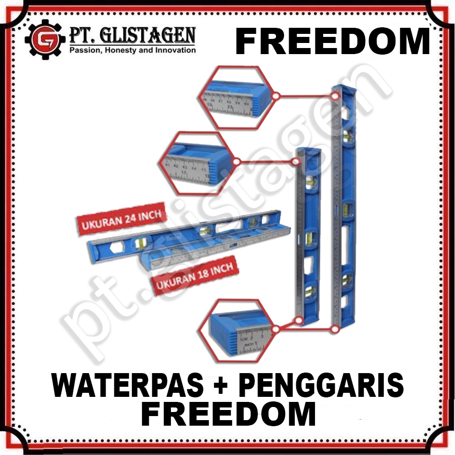FREEDOM WATERPAS MAGNET ALAT UKUR WATERPASS MAGNET + PENGGARIS 24" INCH 60CM ORIGINAL