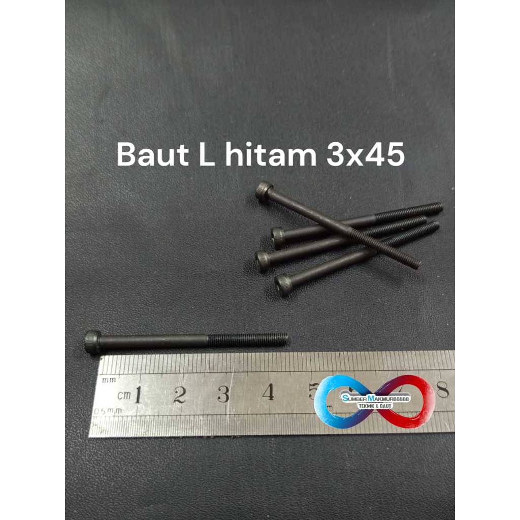Baut L Baja 3x45 mm / Baut L Hitam
