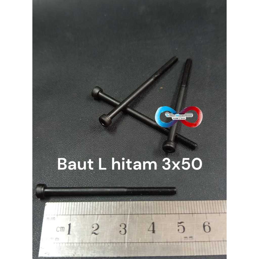 Baut L Baja 3x50 mm / Baut L Hitam