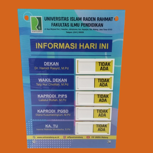 

Akrilik Papan Informasi Custom, Informasi Dokter, papan Akrilik praktek dokter. daftar hadir