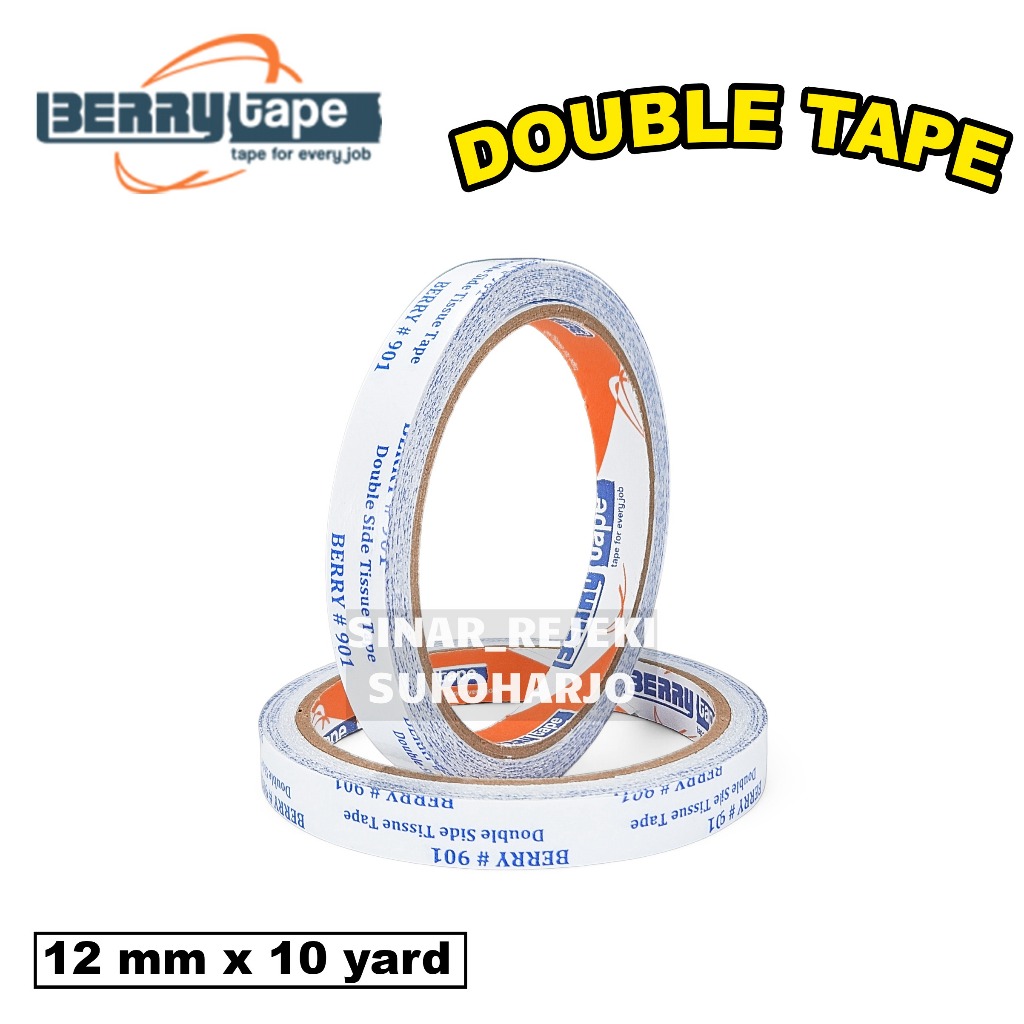 

Double tape 12 mm x 10 yard Isolasi bolak balik