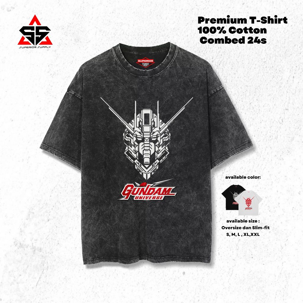 SUPERIOR Kaos Gundam Oversized washed tshirt Oversize slimfit sandwash GDM-12