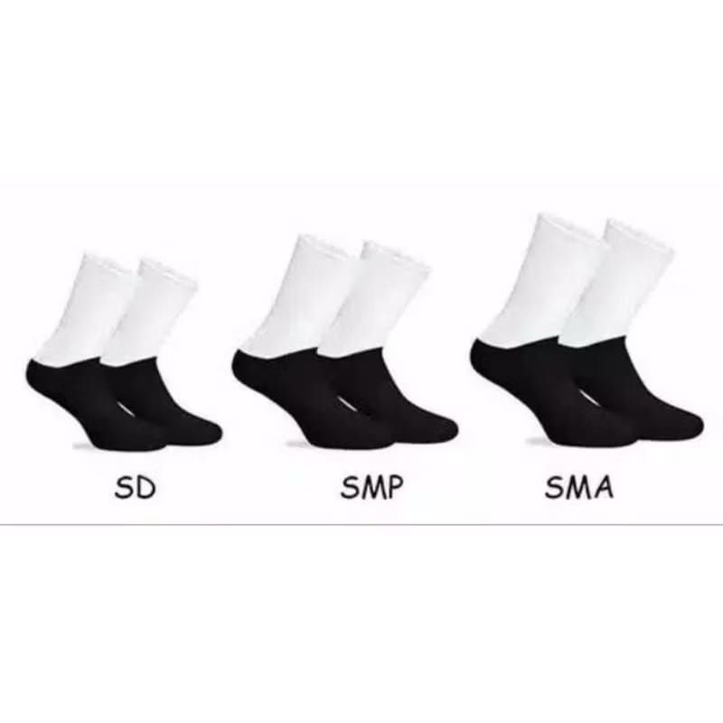 KAOS KAKI TEBAL ANAK SEKOLAH SD SMP SMA KAOS KAKI TEBAL ANAK SEKOLAH PUTIH HITAM PUTIH TELAPAK HITAM