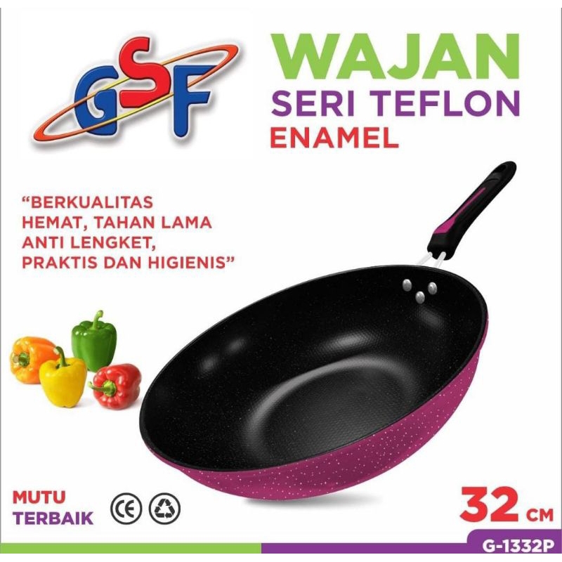 ☘️ASHIKA☘️ WAJAN / TEFLON GAGANG WARNA GSF 32CM