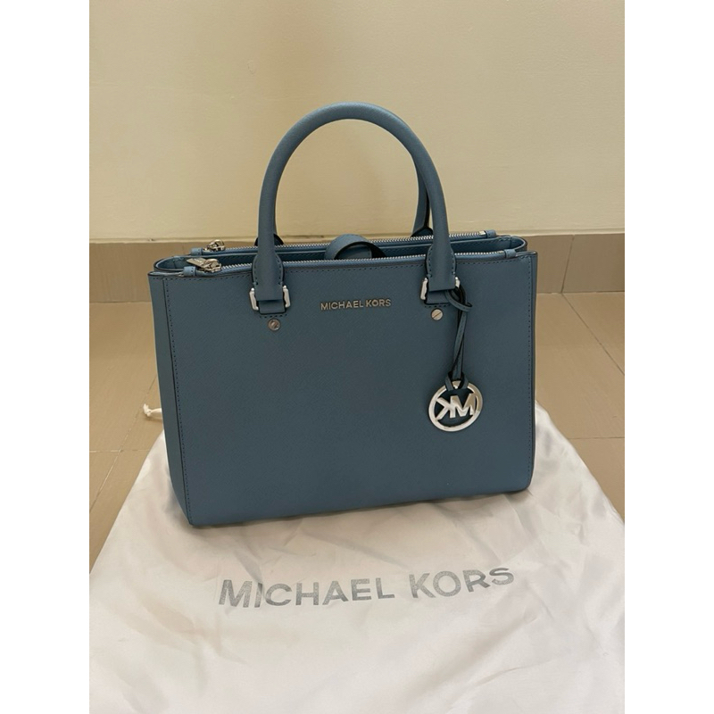 original Michael Kors Suton Medium Satchel Light Blue bag woman tas wanita