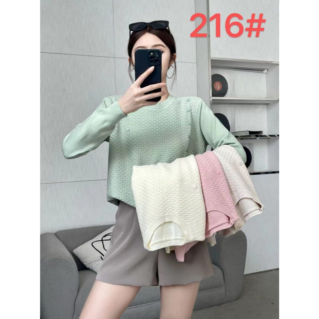 ATASAN WANITA RAJUT PREMIUM 216# FAKE POCKET [KANCING VARIASI] TERBARU SUPER KEREN BANGET