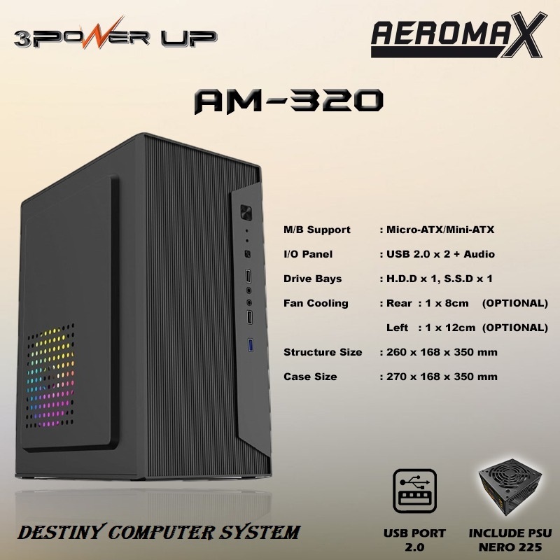 Case Casing CPU PC Power Up Aeromax AM-320