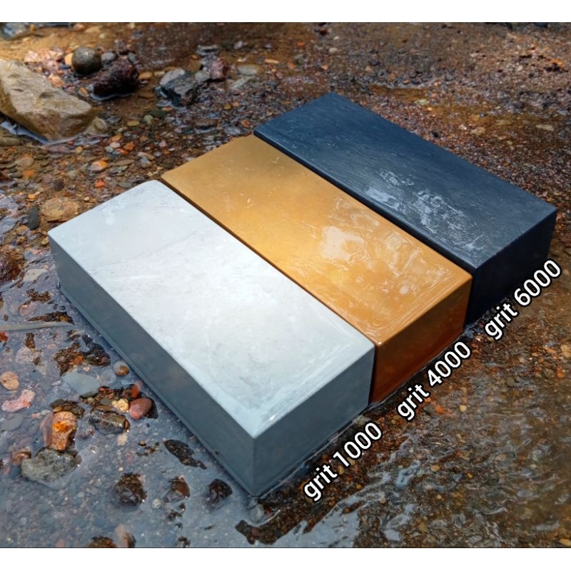 BATU ASAH ASLI ALAM, ASAHAN GOLOK UKURAN SEMBELIH 20X8X5 SATU SET ISI 3 BIJI