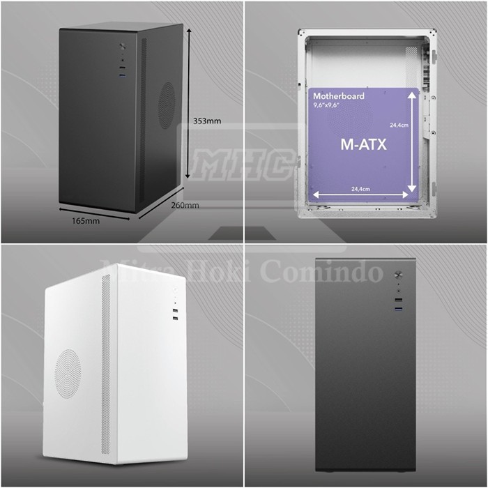 CASING PC KOMPUTER MURAH ENLIGHT EN-200 BLACK + PSU ENLIGHT 300W PC CASE