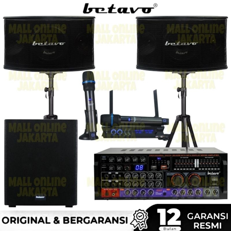 Paket karaoke Betavo 10 inch fullset sound system subwoofer aktif sa 120 ampli zx9200B