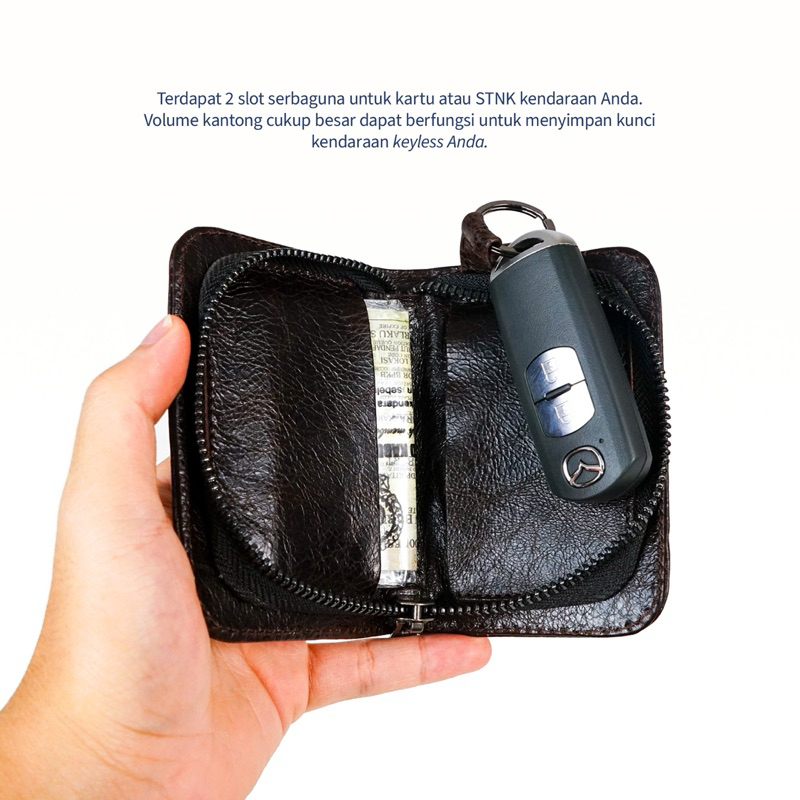 ABEKANI LEATHER Gantungan Kunci Kulit Mobil Keyless Abekani Key Wallet Dompet STNK